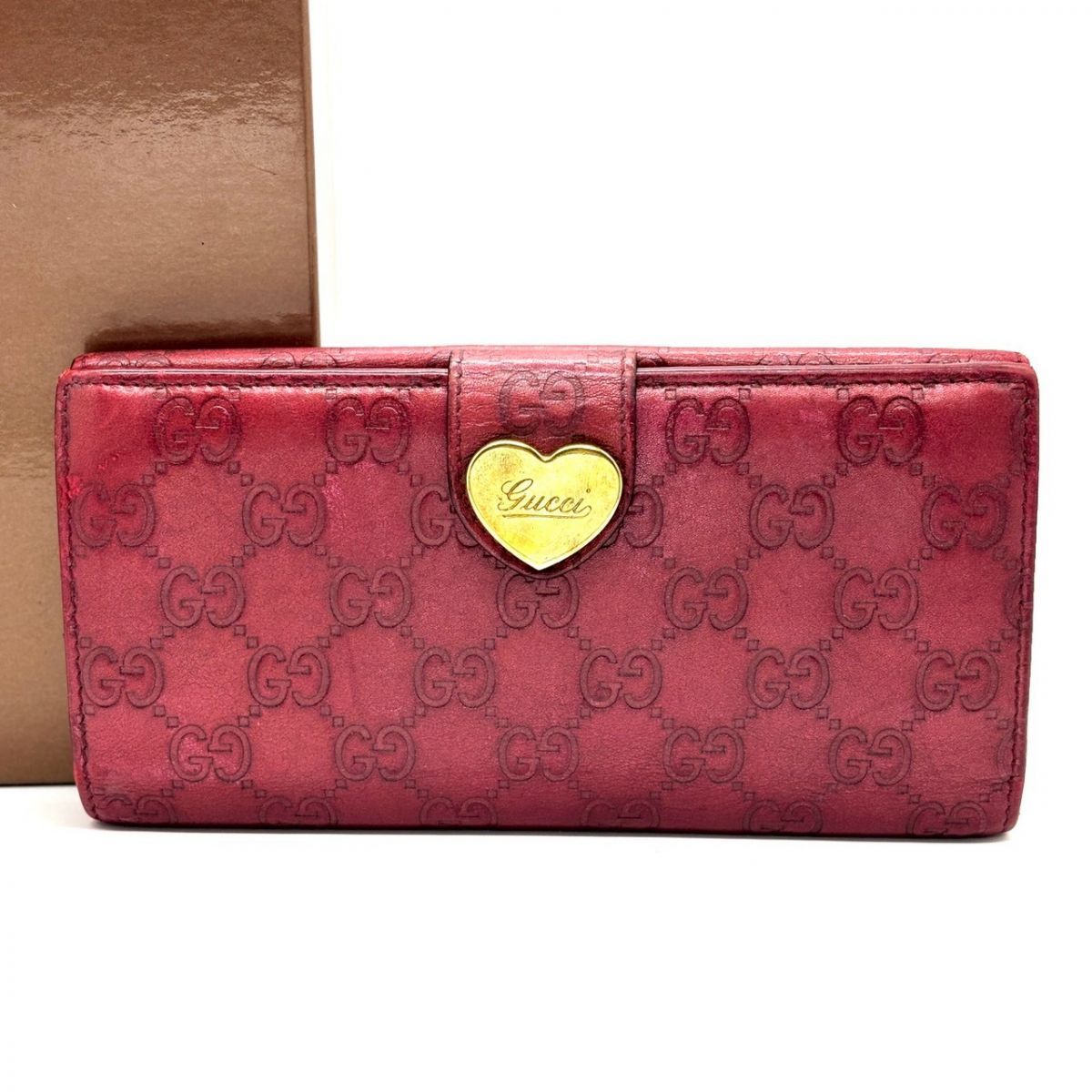 甘さを秘めた余韻】 GUCCI 長財布 グッチシマ ラブリーハート Wホック