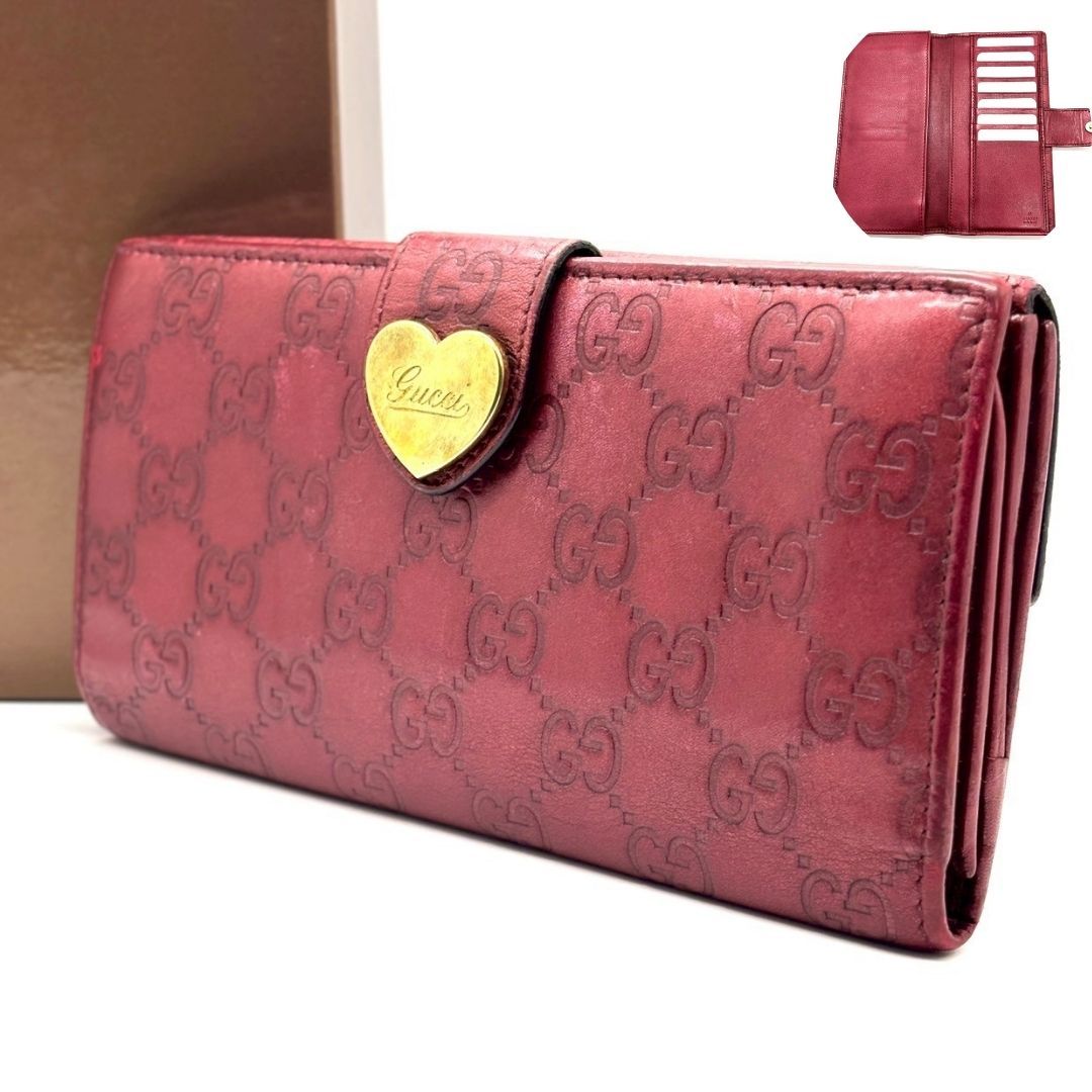 甘さを秘めた余韻】 GUCCI 長財布 グッチシマ ラブリーハート Wホック