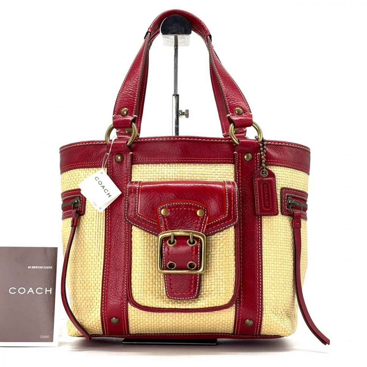 COACH トートバッグ SOHO ソーホー RED 肩掛け オールレザー 夏を連れて歩く】 COACH SOHO かごバッグ ストローレガシートート