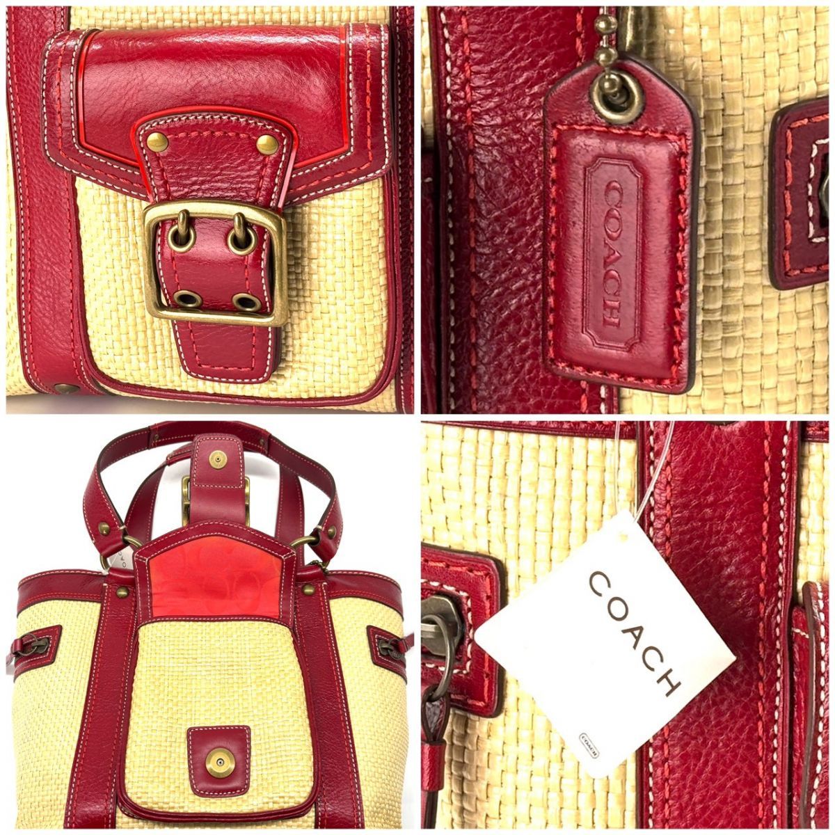 夏を連れて歩く】 COACH SOHO かごバッグ ストローレガシートート