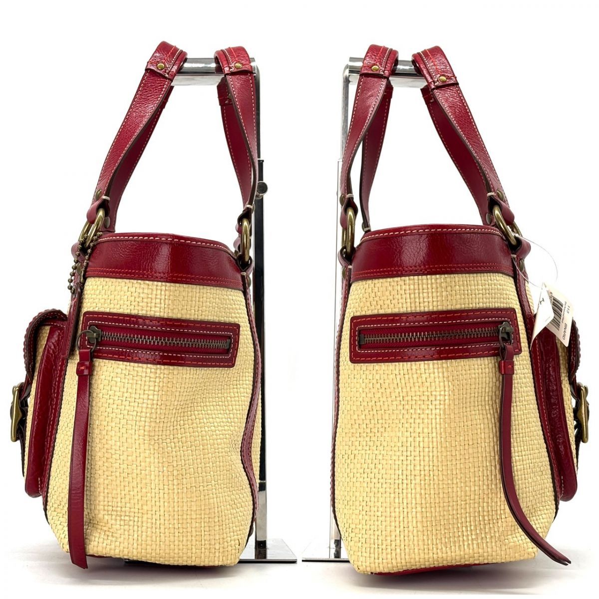 夏を連れて歩く】 COACH SOHO かごバッグ ストローレガシートート