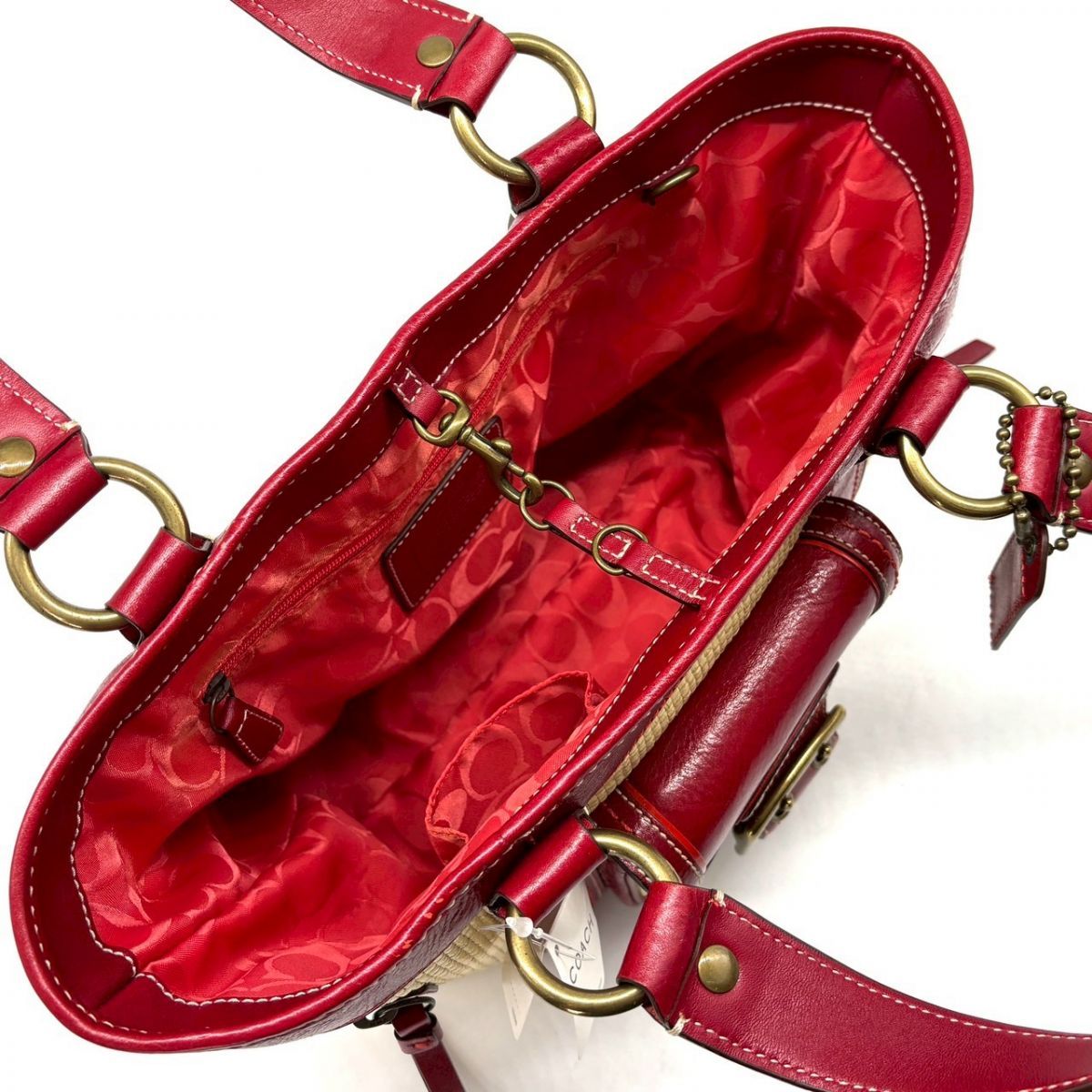 夏を連れて歩く】 COACH SOHO かごバッグ ストローレガシートート