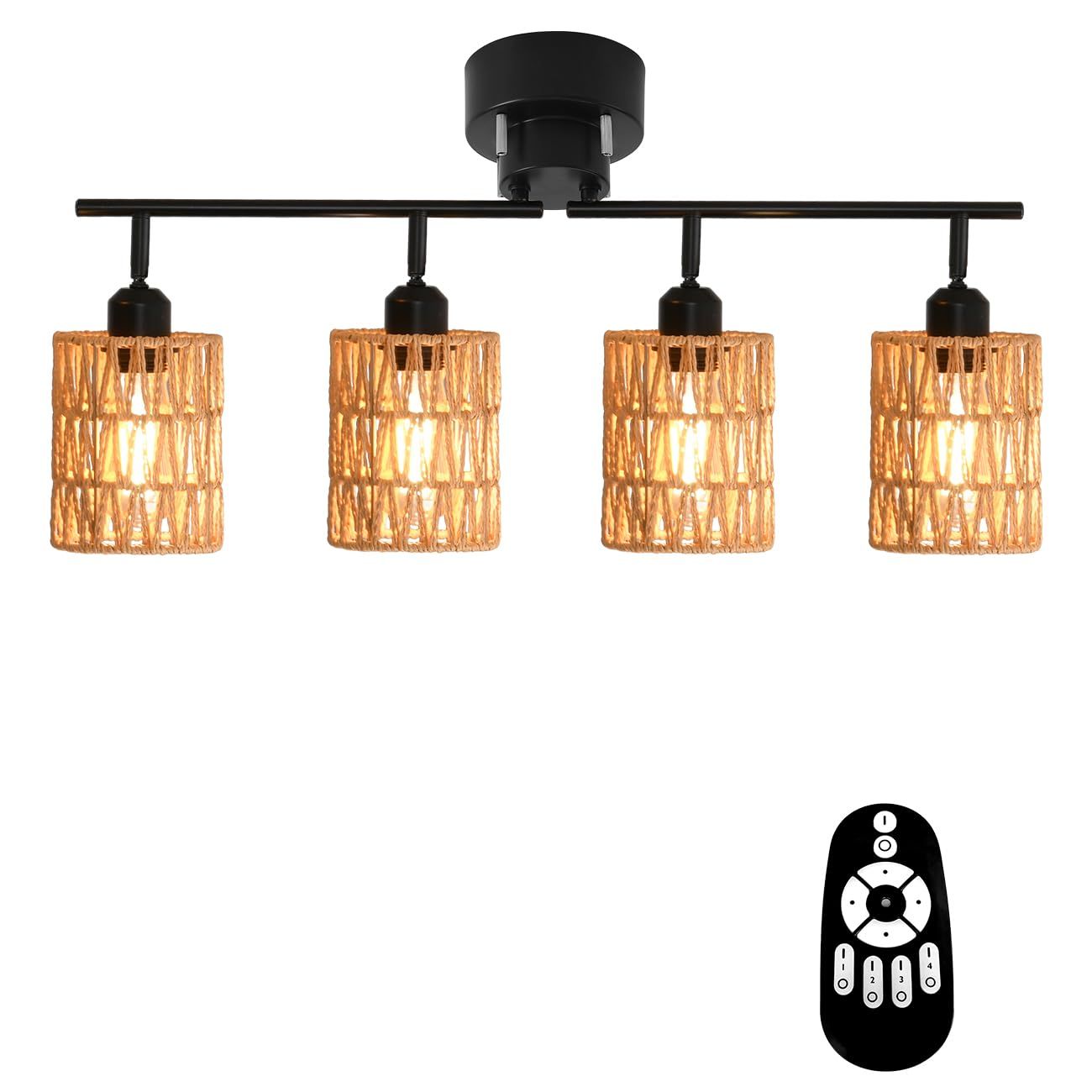 新品 ANWIO シーリングライト ペンダントライト 4灯 LED電球付き リモコン操作 折りたたみ式 調光調色 E26口金 消費電力6W（60W形相当） 600LM 角度調節自由 照明器具 天井照明（電池別売）