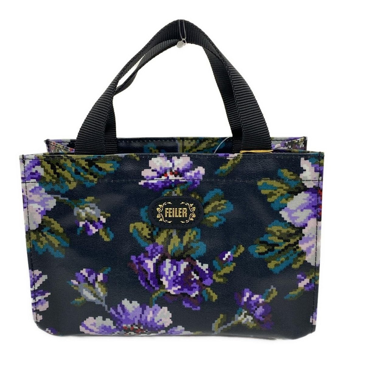 FEILER(フェイラー) トートバッグ美品 - ダークネイビー×パープル×マルチ 花柄/ミニバッグ