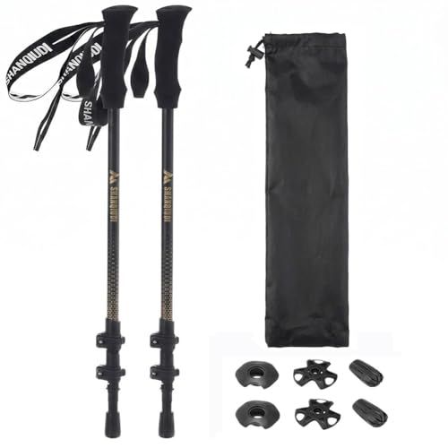【新品】トレッキングポール カーボン 2本セット 伸縮 軽量157g 57-120cm アンチショック 頑丈 高級登山ストック ウォーキングステッキ タングステン杖先 吸水グリップ 収納バック付 ハイキング スキー 登山杖 山登り用品