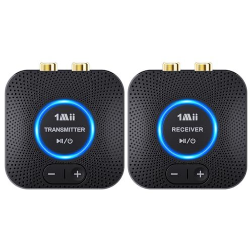 【新品】1Mii ワイヤレスオーディオトランスミッターレシーバー 長距離 80m 転送 2.4G ワイヤレス送受信機 セット (AUX/RCA 出力+入力) 25ms低遅延 テレビ/PC/MP4 転送 パワードスピーカー/アンプ/サウンドバー/ミニコンポーネン
