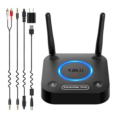 【新品】1Mii Bluetooth 5.2トランスミッター テレビ用 2台同時接続 aptx HD aptx LL 低遅延 USB給電 光デジタル 3.5mm 同軸デジタル テレビから Bluetooth ヘッドフォン スピーカーへのワイヤレス オーディオ