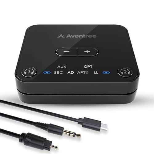 【新品】Avantree Audikast 3 - Bluetooth 5.3 トランスミッター テレビ用 オーディオトランスミッター aptX Adaptive対応 光デジタル・3.5MM AUX対応 ブルートゥース 送信機 2台同時接続 最大30m安定通信