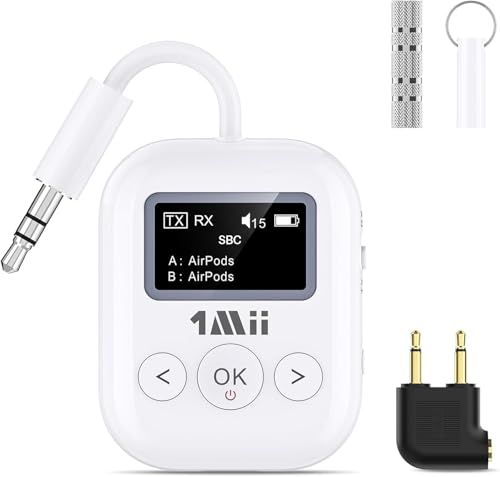 【新品】1Mii Bluetooth 5.3 トランスミッター レシーバー OLED ディスプレイ付き 一台二役 Bluetooth オーディオ 送信機&受信機 25 時間連続運転 2台同時接続 aptX Adaptive/aptX LL/aptX HD/AA 6,876円