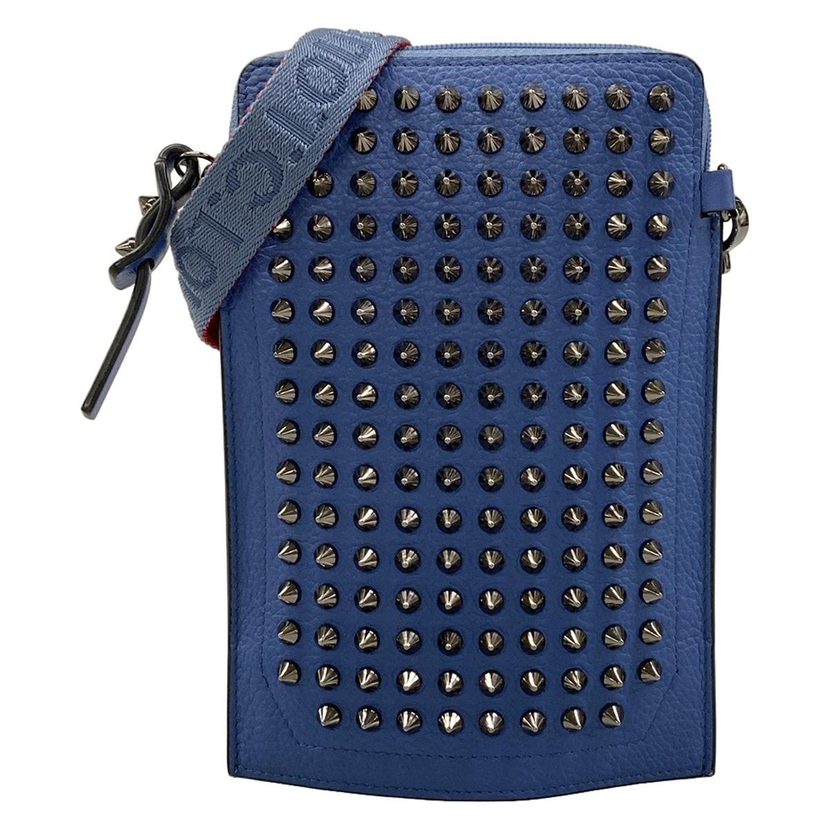 CHRISTIAN LOUBOUTIN(クリスチャンルブタン) ショルダーバッグ ルビラブ ブルー スタッズ/ストラップ着脱可 レザー