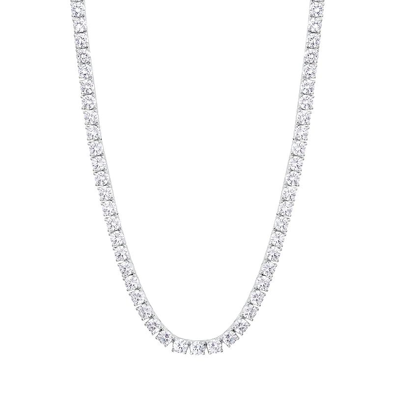 KRKC&CO テニスチェーン テニスネックレス 幅3mm CZダイヤ ホワイトゴールドメッキ レディース チェーンネックレス ジルコニア ヒップホップ ジュエリー ブリンブリン B系 ストリート系 アクセサリー (56, 3mm-ホワイトゴールド)