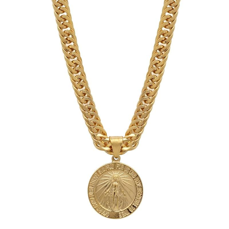 [silver KYASYA]6面カット ダブル喜平ネックレス 18k gp コイン マリア ネックレス ゴールド 18金 仕上げ ペンダント メンズ HIPHOP b系 50cm 60cm 専用BOX付属（50cm）