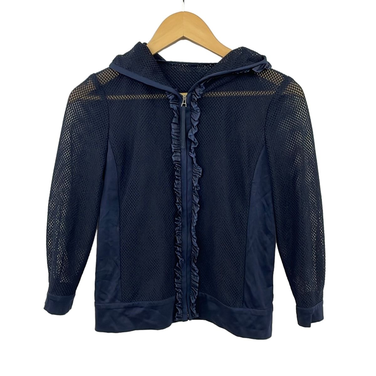 TO BE CHIC(トゥービーシック) ブルゾン サイズ40 M レディース美品 - ネイビー 七分袖/フード/メッシュ