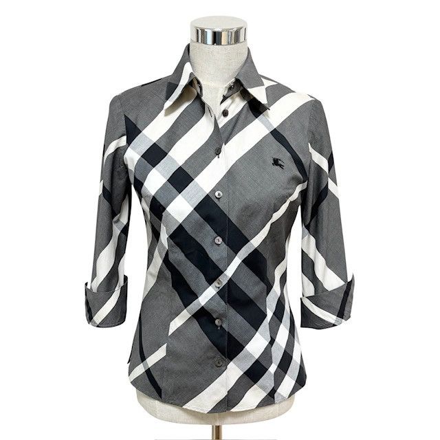 古着 バーバリーロンドン BURBERRY LONDON 七分袖 メガチェック柄 シャツブラウス クリーニング済み レディース サイズ38