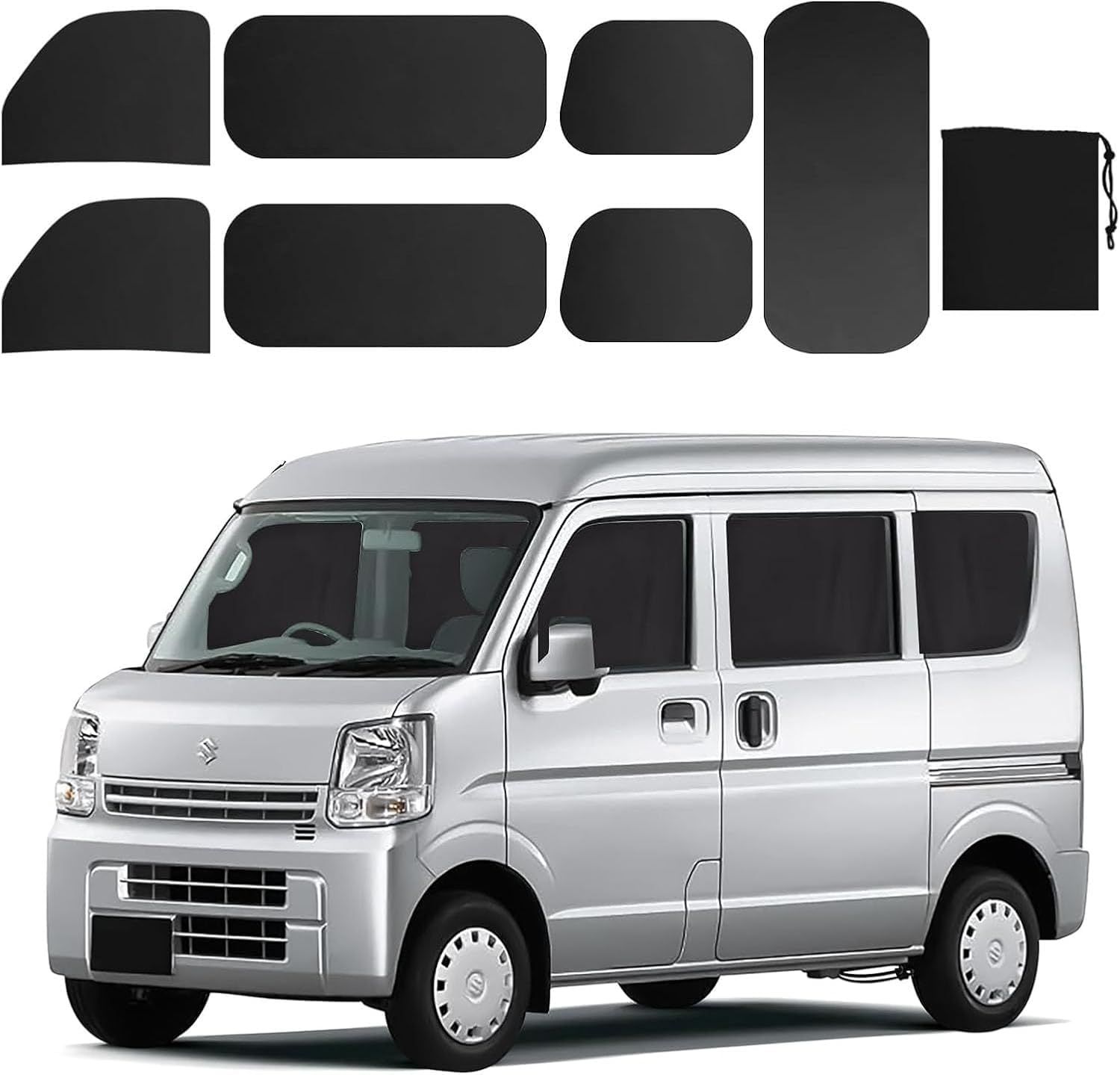 車用 カーテン スズキ エブリイ EVERY (DA17V JOIN/PC/PAリミテッド/PA)専用 マグネット スエード生地 車用 車中泊 遮光 車種専用用品 日除け 運転席/助手席/サイドカーテン バックドア用 7枚セット 目隠し 日よ badfff73