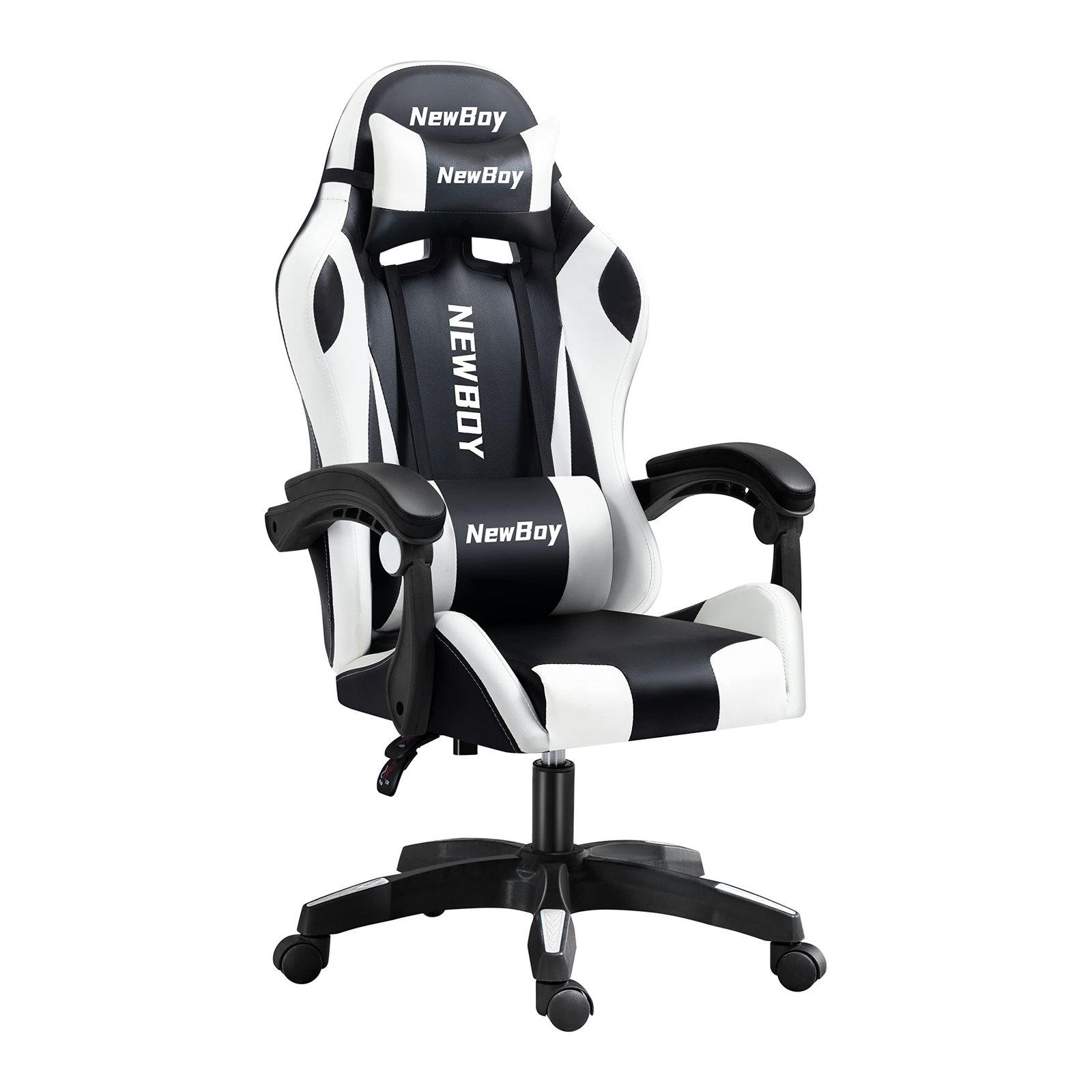NewBoy ゲーミングチェア gaming chair オフィスチェア オットマン オフィス ゲーム用 リクライニング デスク/パソコンチェア 疲れない 椅子 テレワーク (黒と白)ry f77c132d