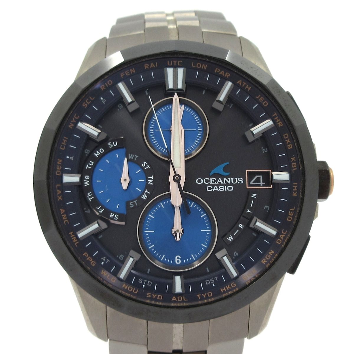 CASIO(カシオ) 腕時計 オシアナス マンタ OCW-S3001 メンズ チタン×セラミック/タフソーラー/クロノグラフ 黒