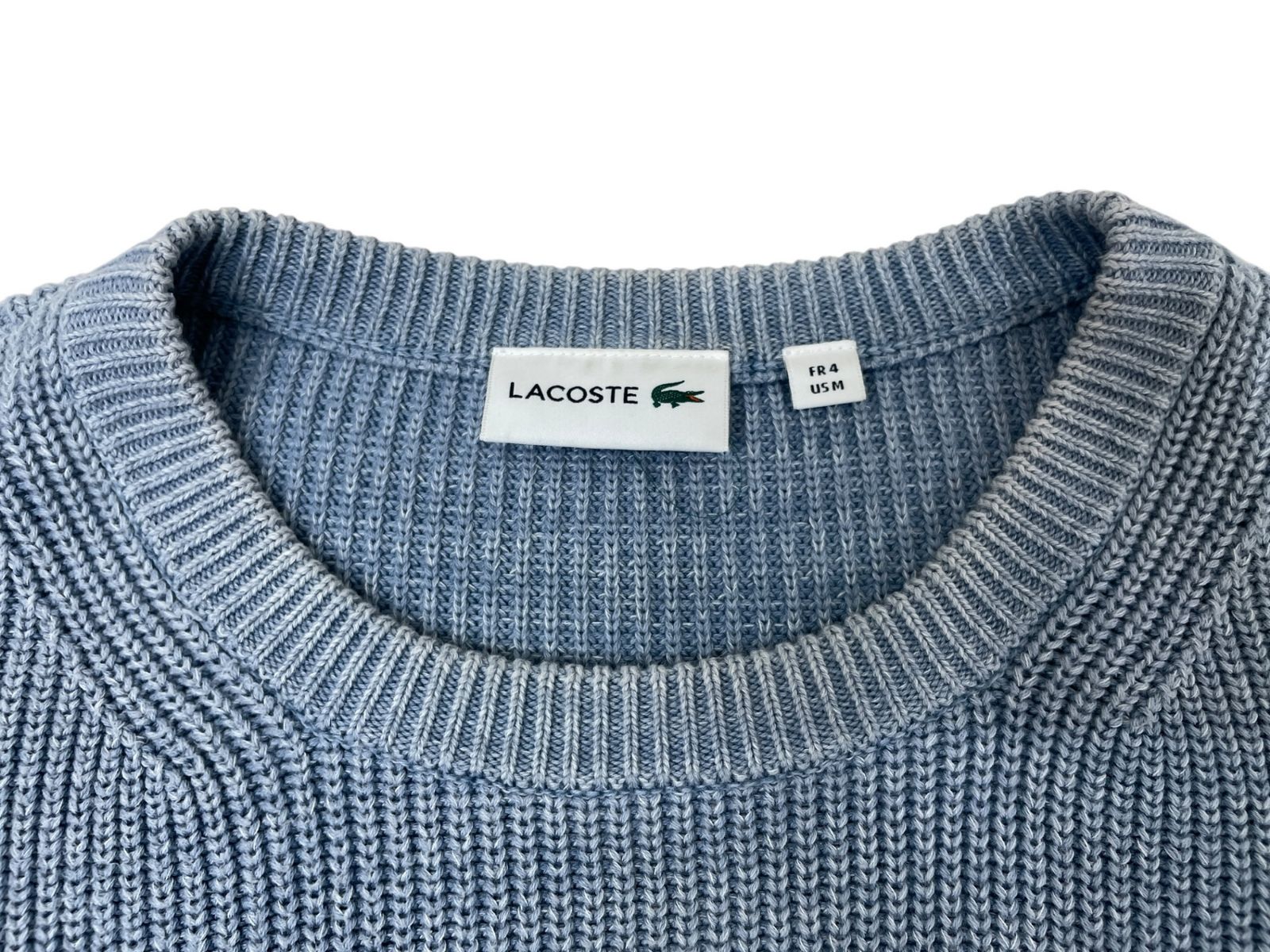 LACOSTE (ラコステ) サマーニット 半袖 ワンポイントロゴ M ブルー