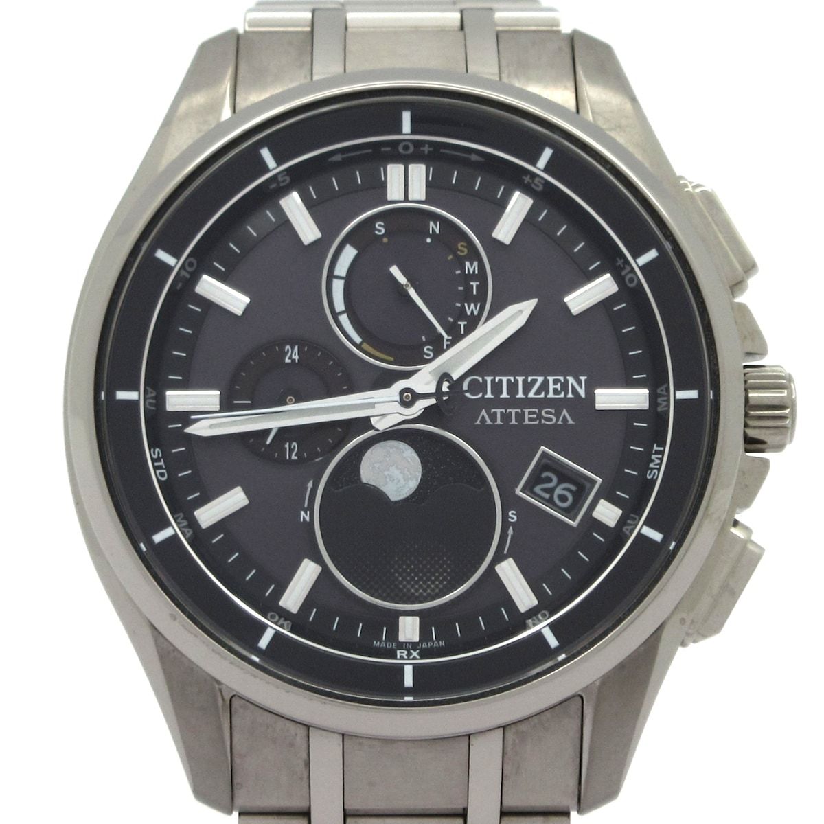 CITIZEN(シチズン) 腕時計 ATTESA(アテッサ) H874-005HK01 メンズ チタン/クロノグラフ/エコドライブ/ムーンフェイズ/電波 ダークグレー