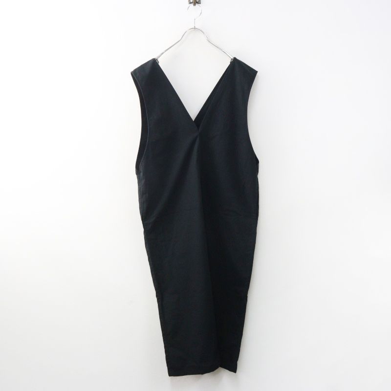 2022AW エヴァムエヴァ evam eva cotton sleeveless OP コットン スリーブレス ワンピース ｜ブラック Aライン【2400015036199】