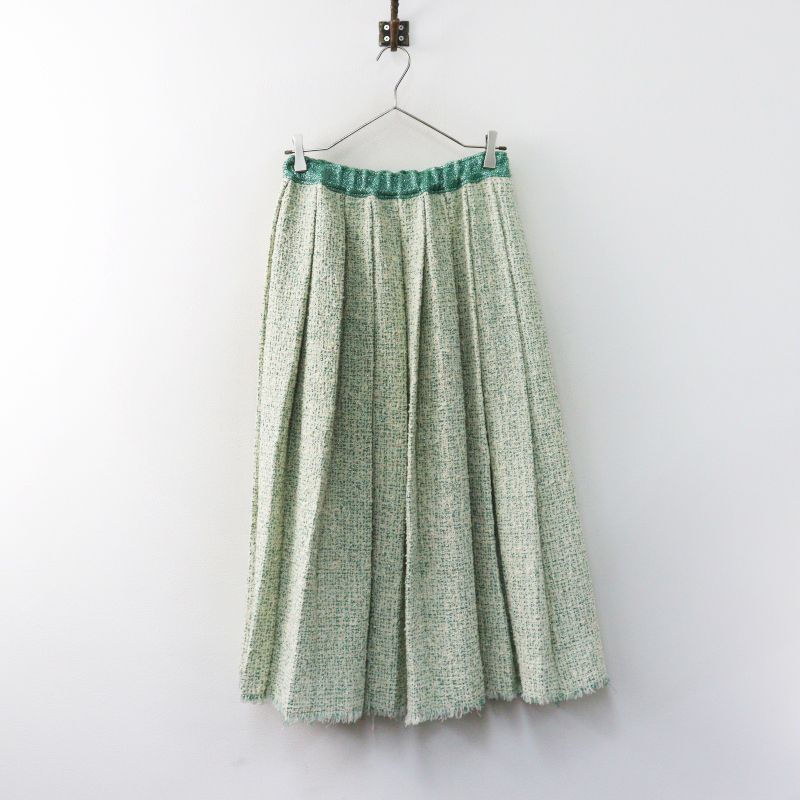 ブラミンク BLAMINK Lamé tweed pleated skirt ラメ ツイード スカート