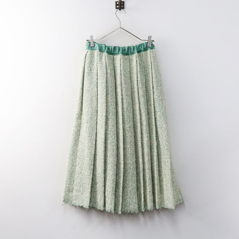 ブラミンク BLAMINK Lamé tweed pleated skirt ラメ ツイード スカート