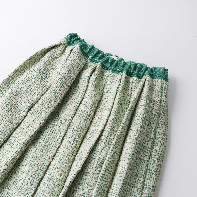 ブラミンク BLAMINK Lamé tweed pleated skirt ラメ ツイード スカート