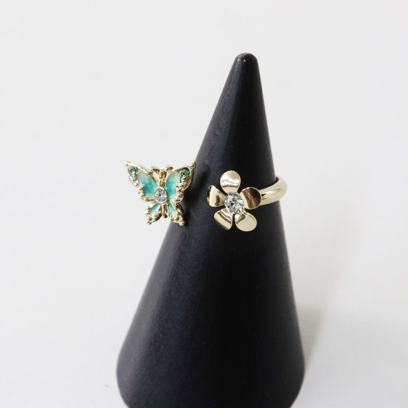 美品 アナスイ ANNA SUI 蝶・花モチーフ リング 7号＼ゴールド メッキ
