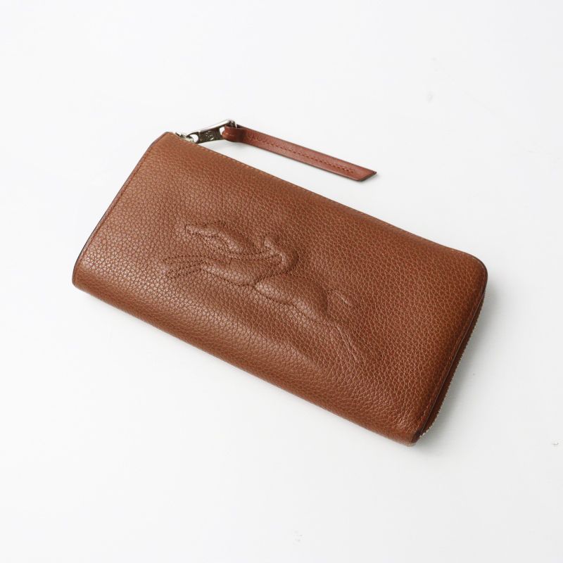ロンシャン LONGCHAMP レザー ロングジップウォレット ｜ブラウン 長