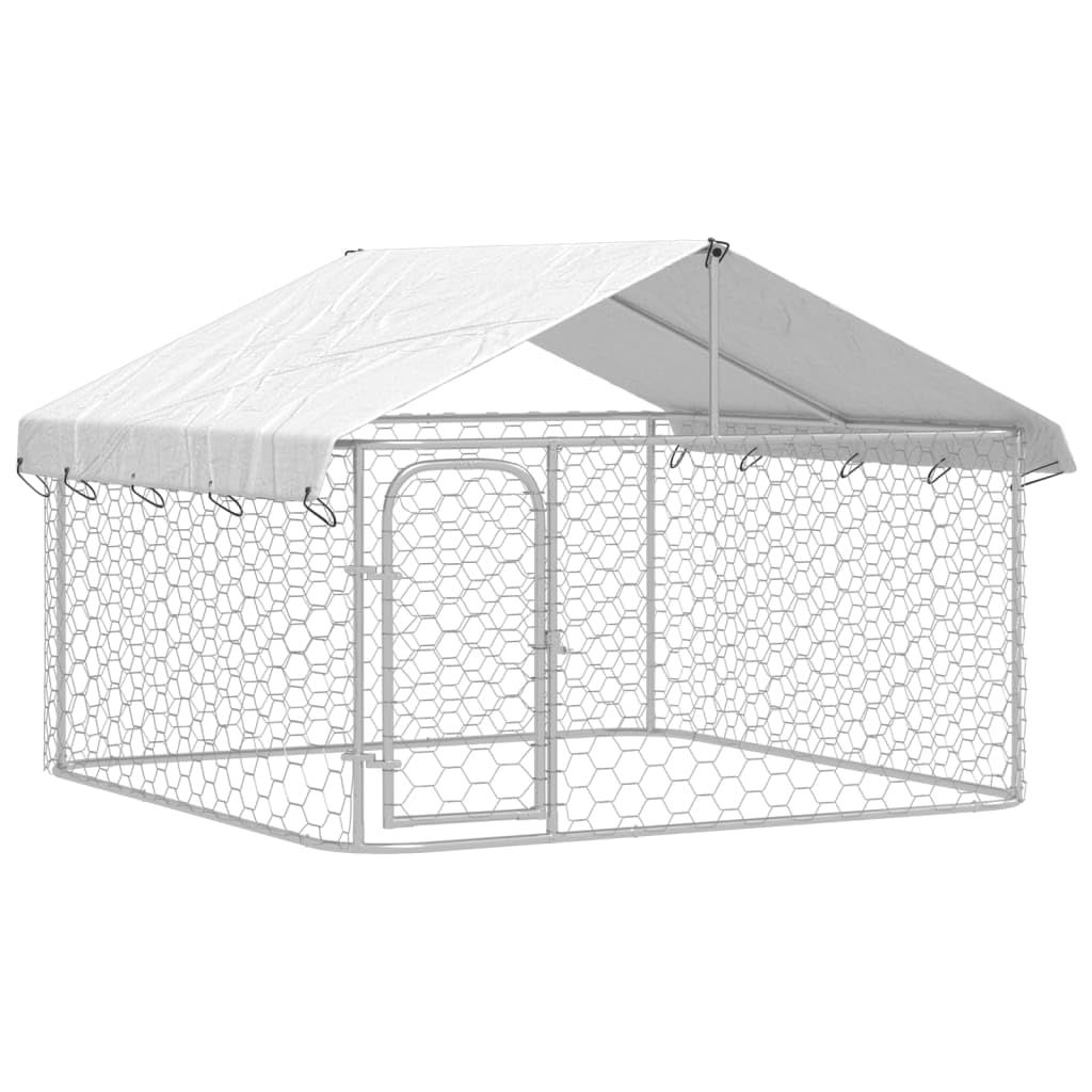 vidaXL ペットサークル 犬 サークル ペットフェンス 屋外用 大型犬用 犬小屋 室外用 屋根付き 200x200x150cm