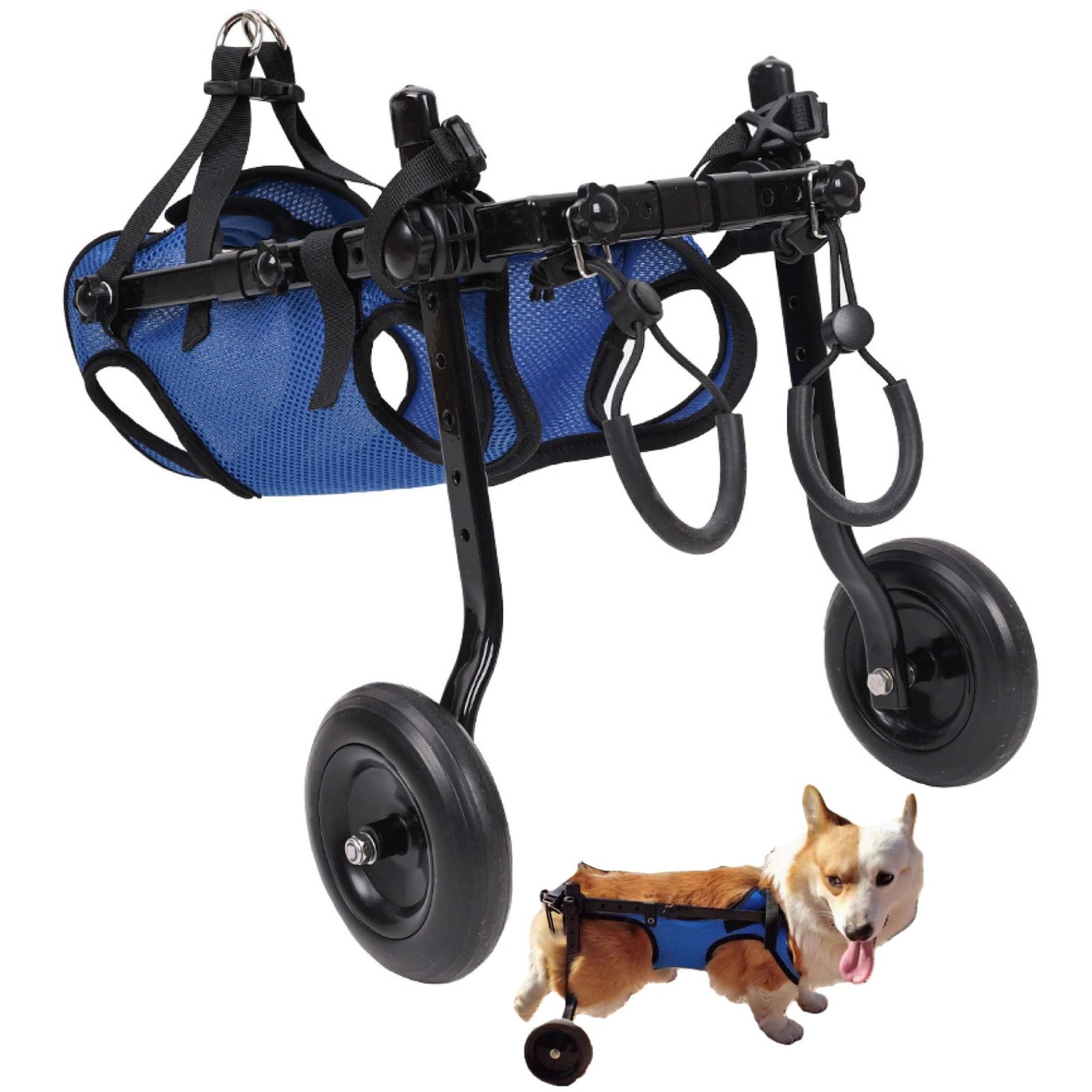 EdisonBrain 犬の歩行器 犬・猫 車椅子 ペット 散歩 サポート 介護 軽量 カート タイプ 後ろ足 補助 輪 サイズ 調整可能 リハビリ 怪我 後肢 2輪 用具 老犬 ヘルスケア ハーネス 小動物 (M)