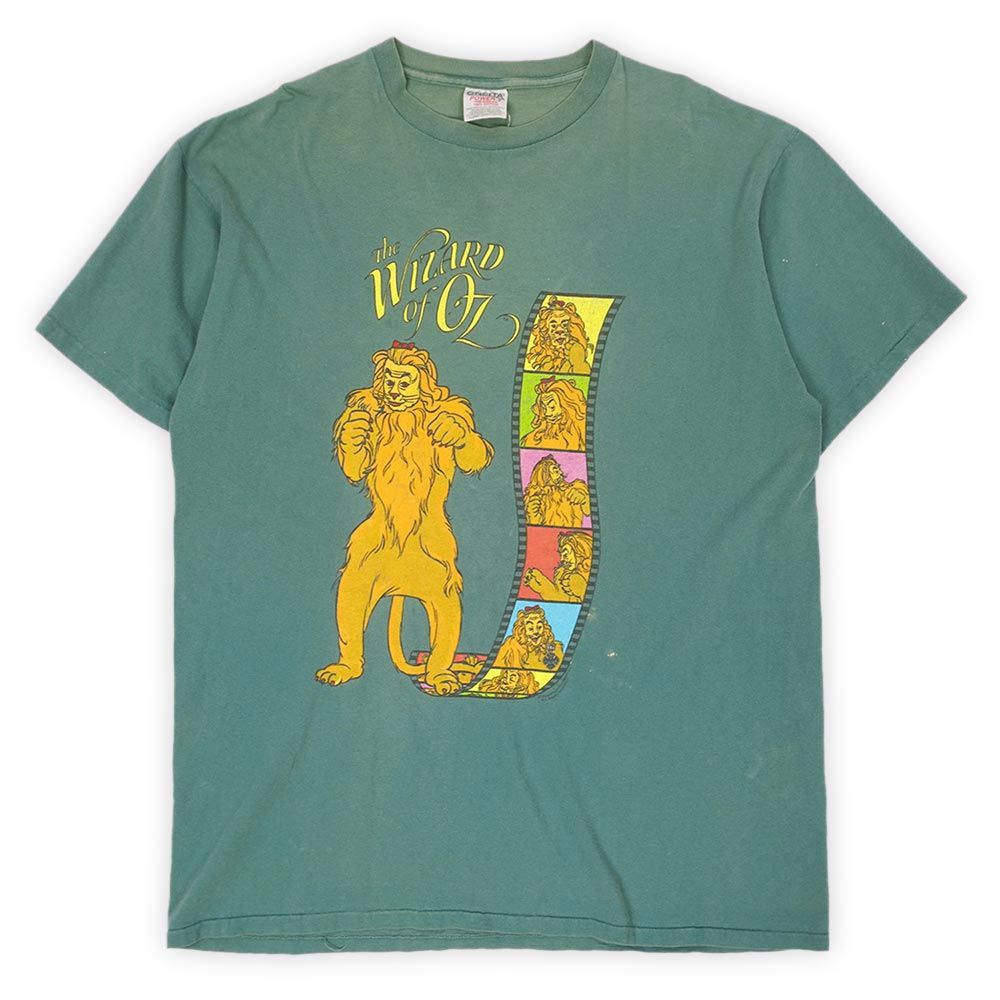 オズの魔法使い Wizard of OZ 90s 90年代 両面プリントTシャツ ONEITA オニータ ムービー ミュージカル シングルステッチ USA ヴィンテージ アメリカ 古着 メンズ フェードグリーン / 緑 XL【中古】