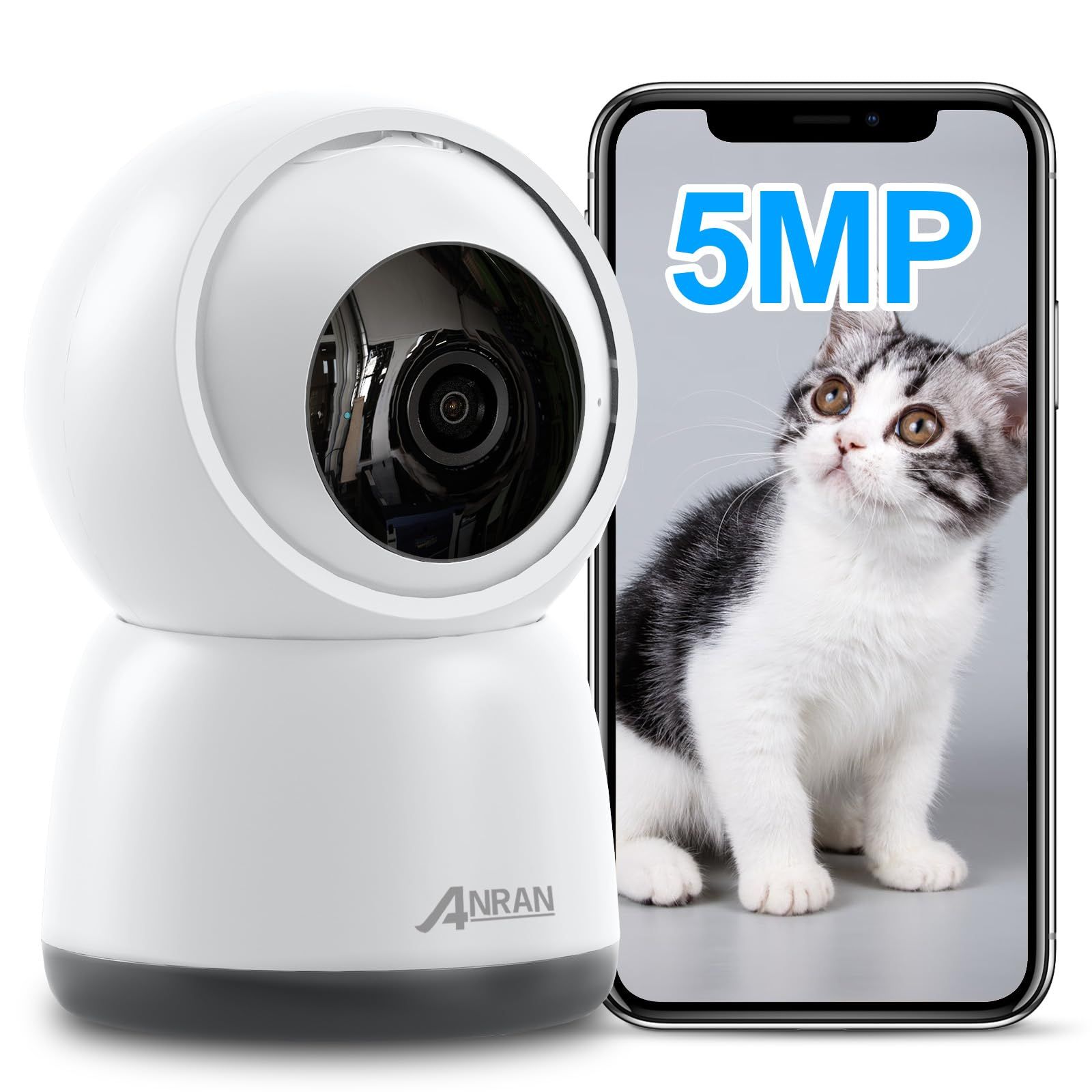 【2.4G/5Ghzwifi対応・自動追尾・24時間常時録画】見守りカメラ 防犯カメラ 室内 ペットカメラ ANRAN ネットワークカメラ 360°PTZ機能 可自動追尾 500万画素 監視カメラ 双方向音声 室内 赤外線暗視 24時間録画 b72fb960