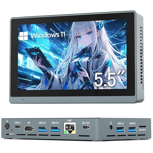 HigolePC ミニPC 5.5インチ画面付き タッチパネル搭載 Windows 11 Pro N5095 16GBメモリ 256GB 小型PC Mini PC HDMI 2.0 フル機能USB Type-C USB3.0×4 ギガビットL 382b084d