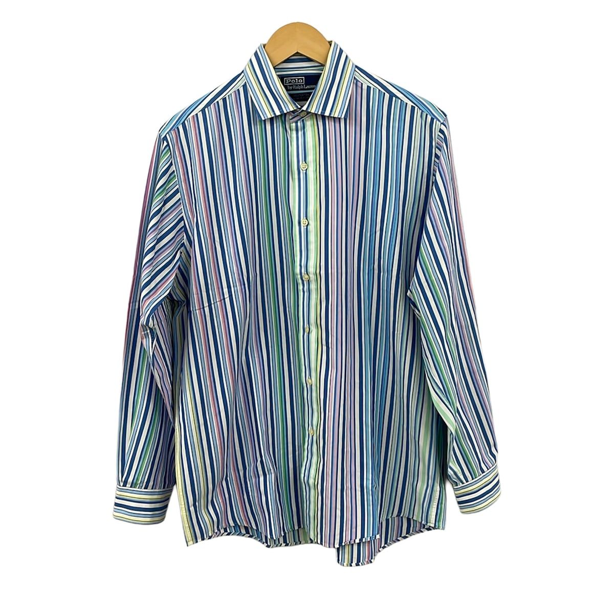 POLObyRalphLauren(ポロラルフローレン) 長袖シャツ サイズM メンズ美品 - ブルー×白×マルチ ストライプ コットン