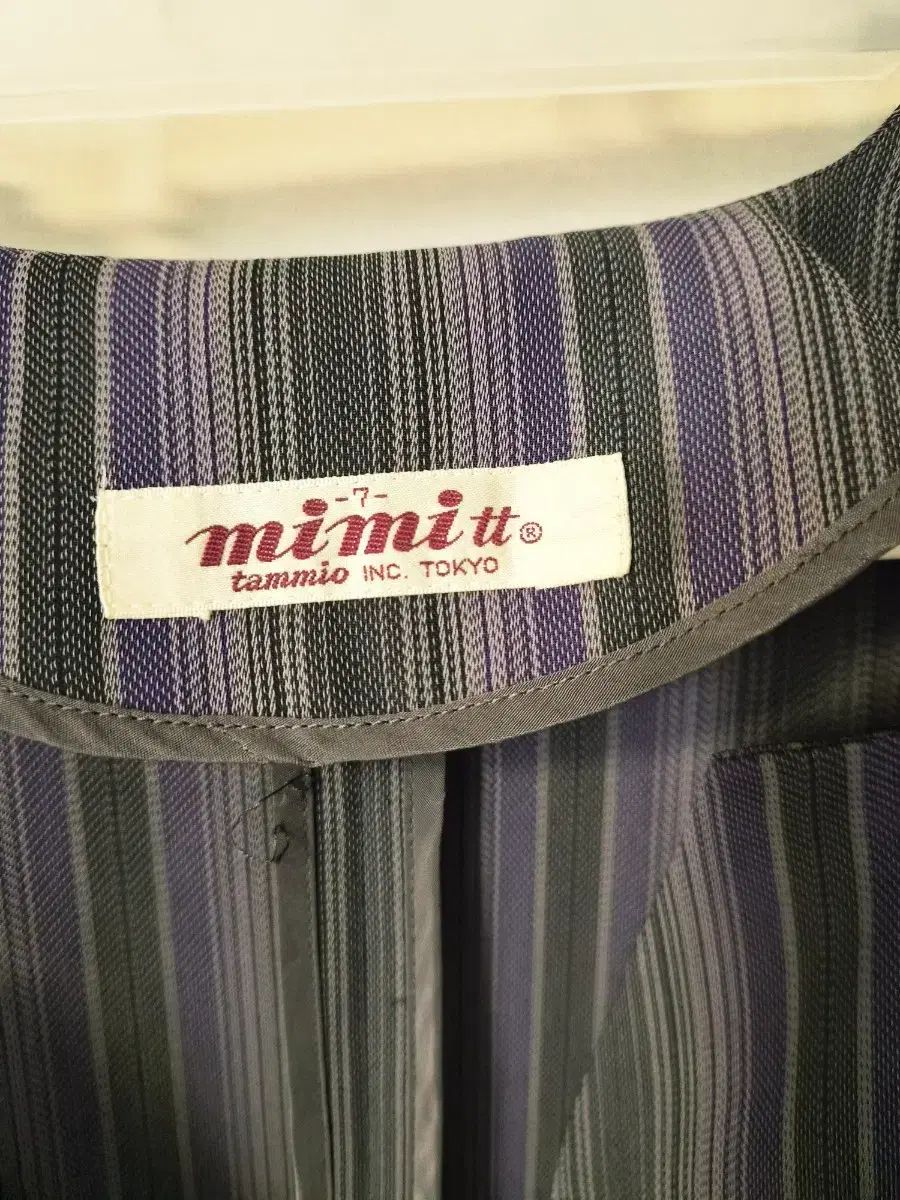 日本ヴィンテージ 新品 mimi tt 感覚的な PURPLE パープル ストライプ ぺプラム ジャケット
