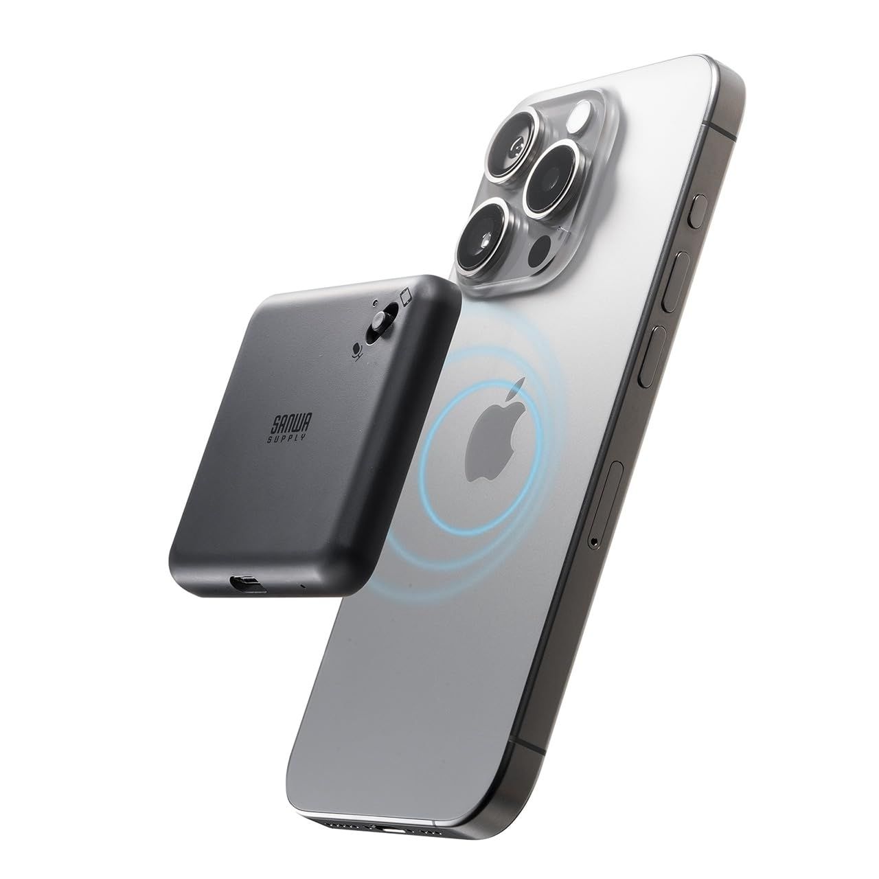 新品 サンワダイレクト 通話録音 ボイスレコーダー iPhone/Android対応 MagSafe対応 マグネット取付 16GB マグネットリング付き icレコーダー ブラック 1個 400-SCNICR3BK