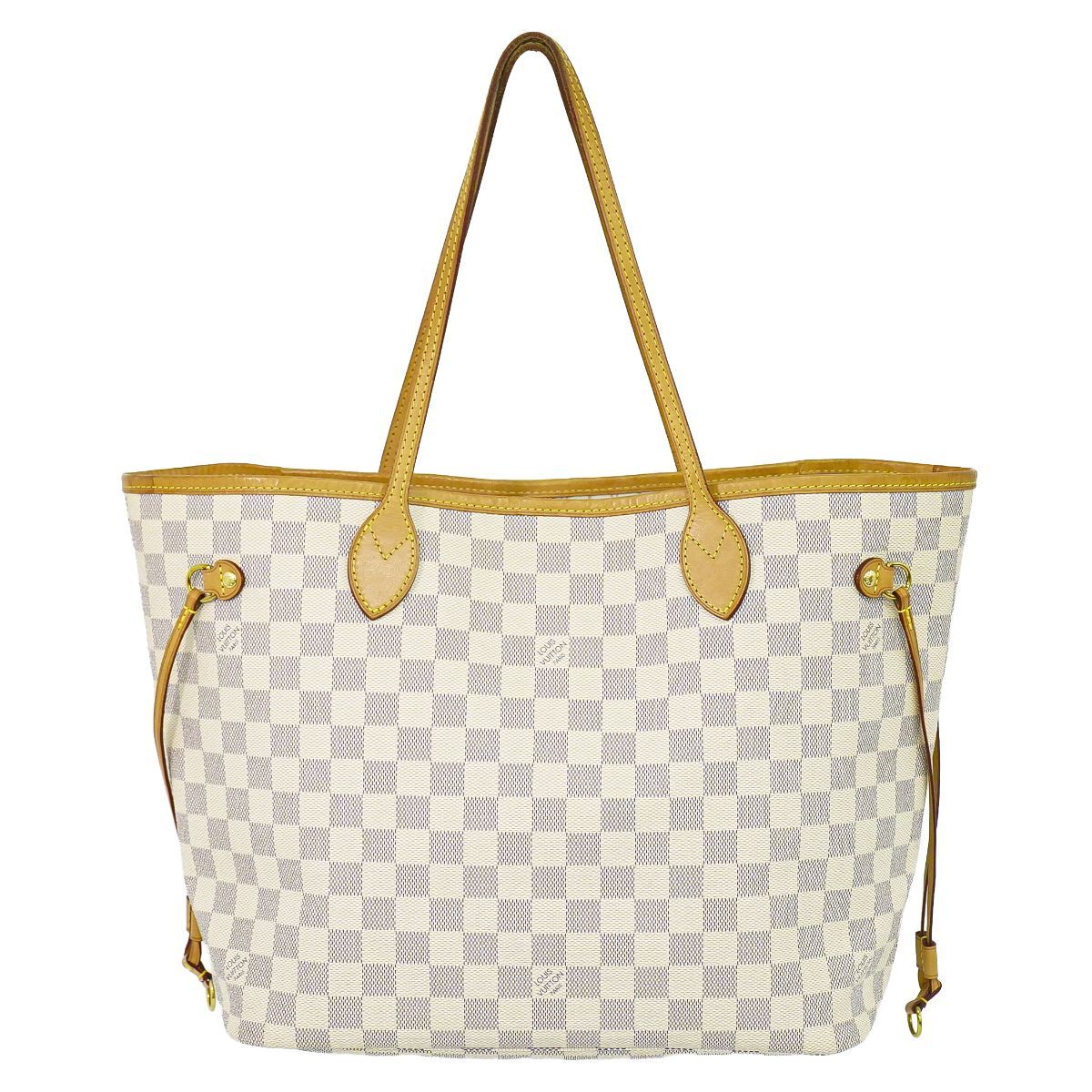 本物 ルイヴィトン LOUIS VUITTON LV 新型 ネヴァーフル MM ダミエ アズール ショルダーバッグ トートバッグ ホワイト グレー N41361 ビトン バッグ 中古・