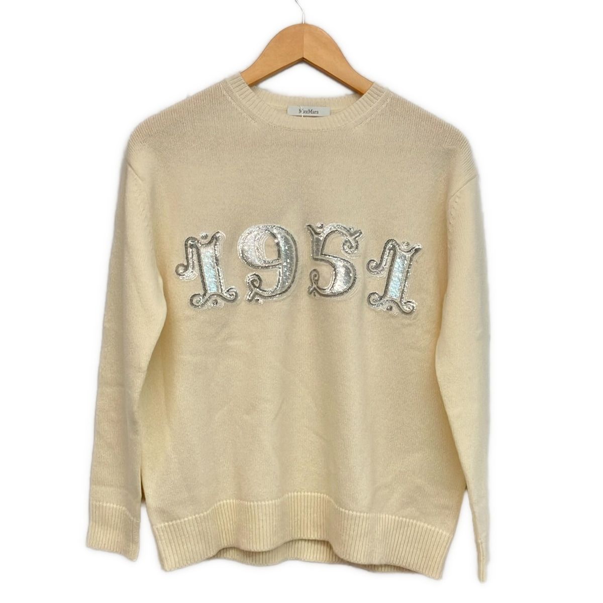 Max Mara(マックスマーラ) 長袖セーター サイズXS レディース - 2421366222 アイボリー×シルバー×白 スパンコール