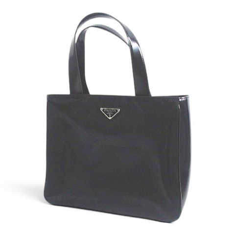 プラダ PRADA B8375 三角プレート ハンドバッグ ブラック 黒系 イタリア製