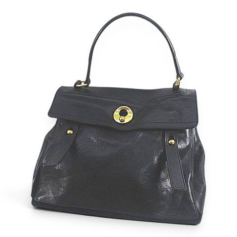 イヴサンローランリヴゴーシュ YVES SAINT LAURENT rive gauche 197149 214397 トートバッグ ゴールド金具 ブラック 黒系 レザー