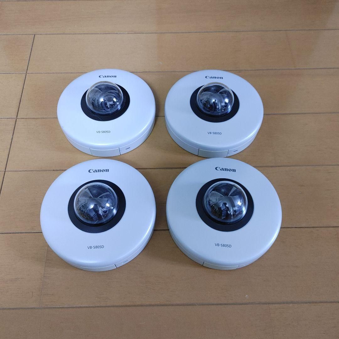 【4台セット】Canon VB-S805D 固定ドーム型ネットワークカメラ 防犯カメラ【動作・ライブ映像確認済／初期化済】高画質130万画素 超コンパクト設計 PoE給電対応 監視カメラ 店舗・事務所用セキュリティ機器 キヤノン