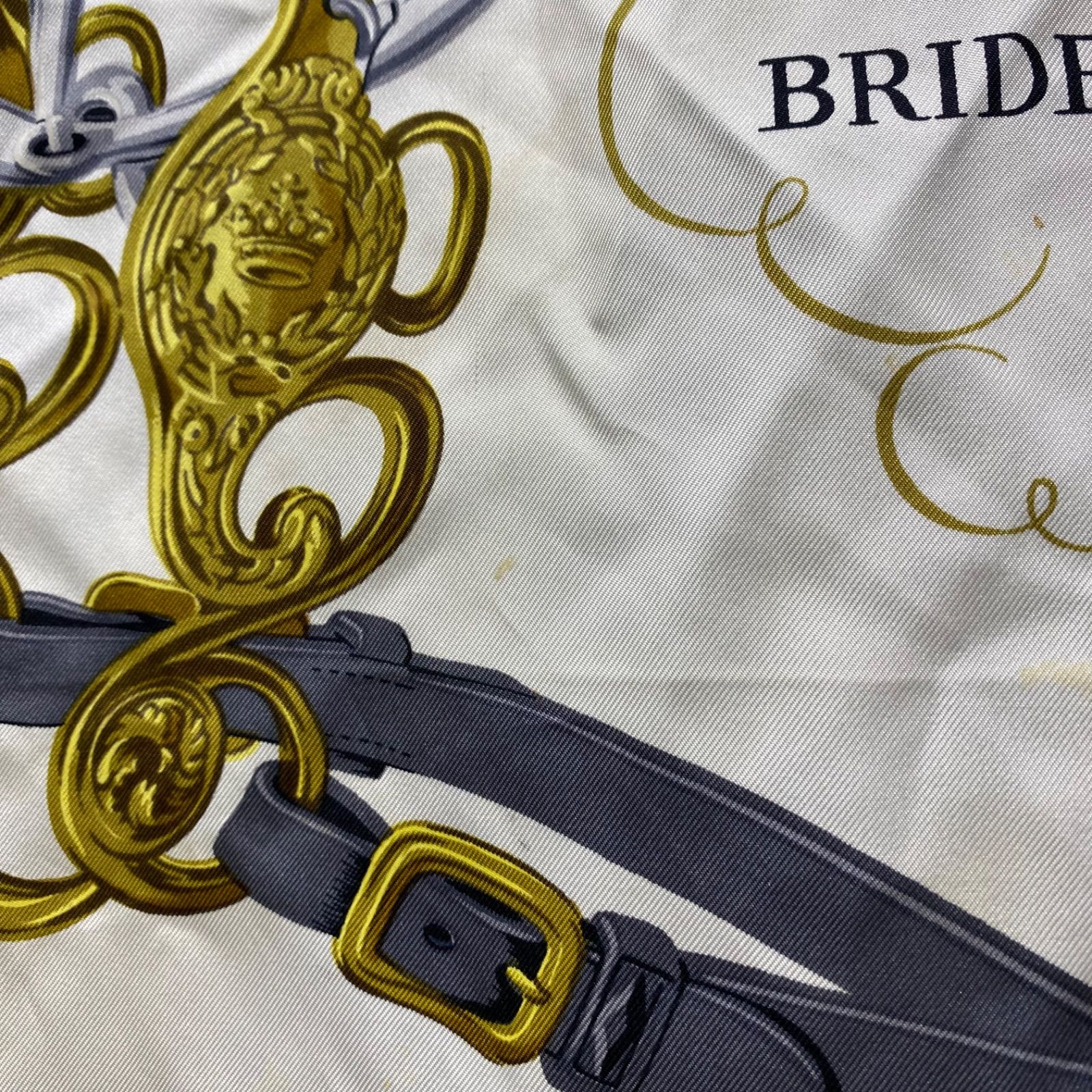 エルメス カレ90 BRIDES de GALA シルクスカーフ 式典用馬勒 ブルー