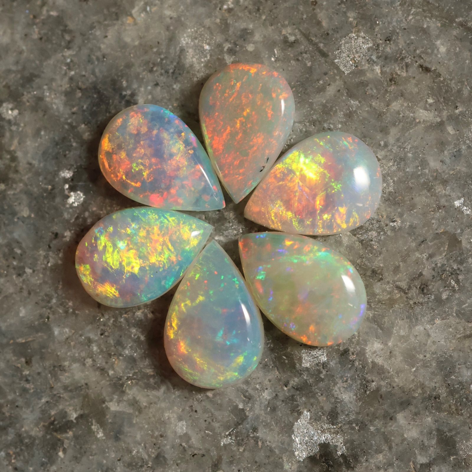天然オパール 6ピースセット 計1.34ct クーバーペティ産 オーストラリア産 天然オパール 天然石 天然ホワイトオパール 天然クリスタルオパール ルース 裸石 Crystal opal White opal 新品未使用 (85)