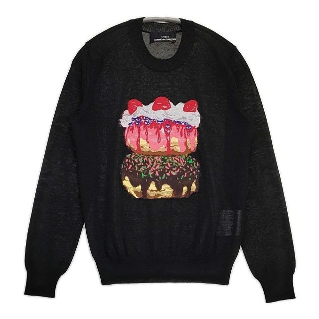 tricot COMME des GARCONS ケーキ ドーナツ ジャガード セーター ニット 19SS AD2018 ブラック レディース トリココムデギャルソン【中古】6-0613M∞