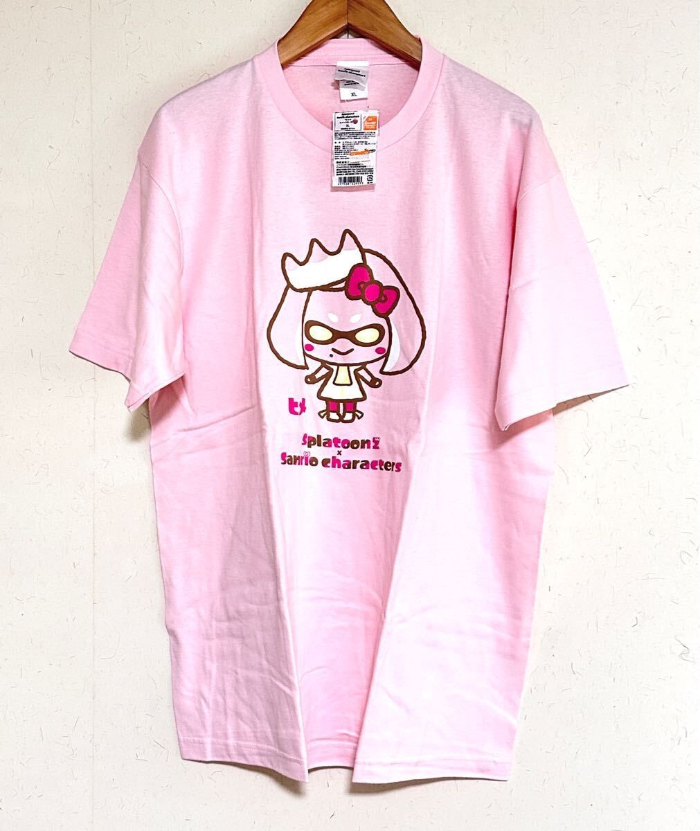 未使用 デッドストック スプラトゥーン2 サンリオ コラボ Tシャツ ヒメ x ハローキティ XL ピンク 半袖 Splatoon 入手困難 キティ
