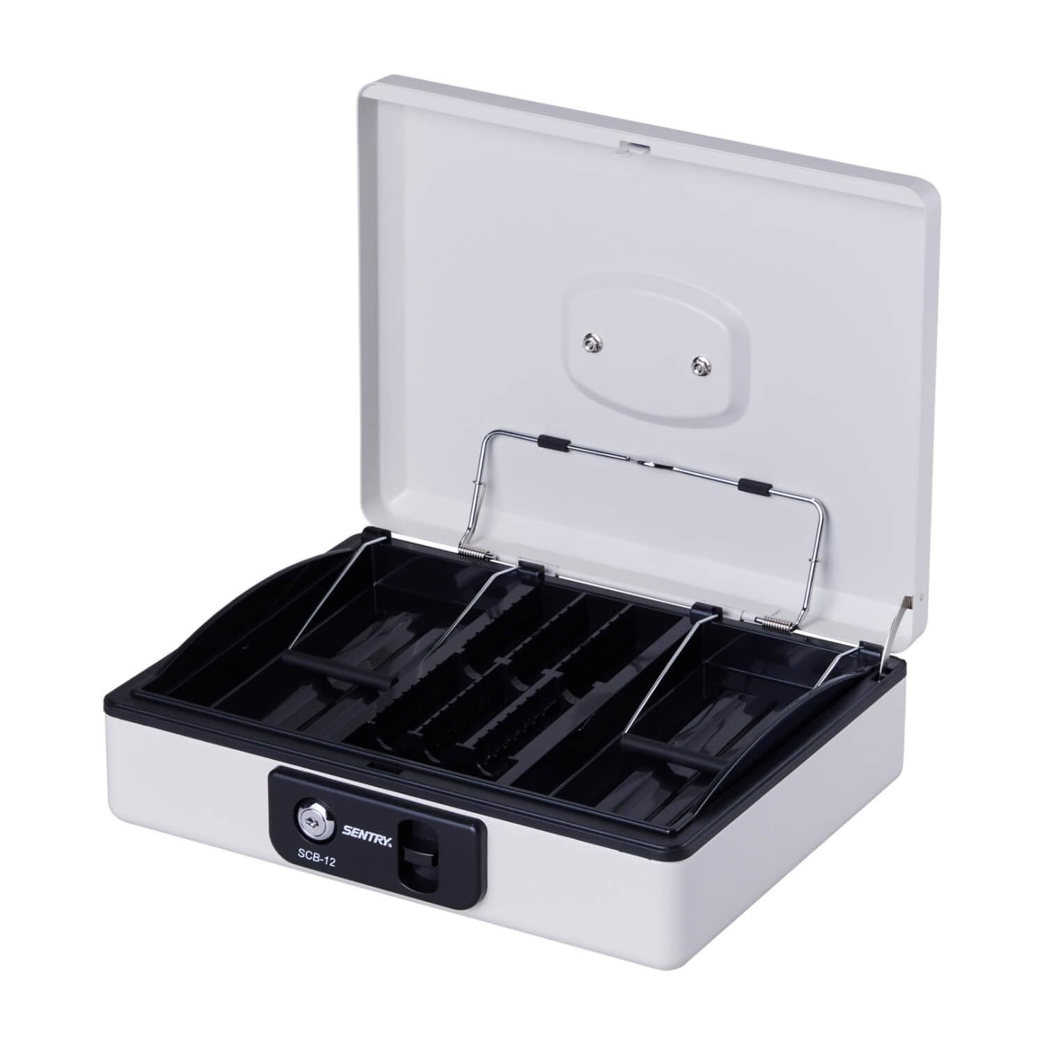 SENTRY (セントリー) 金庫 手提げ金庫 小型 キャッシュボックス 収納ボックス 鍵付き B5 キーロック コインケース ワンタッチオープン ライトグレー SCB-12★m c058b8a5