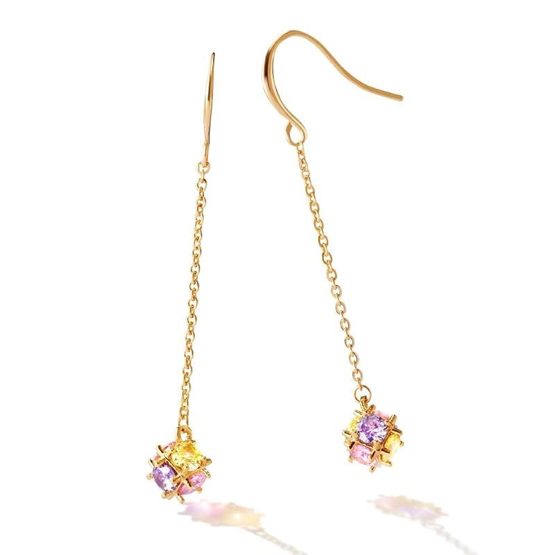 Gift from New York ピアス レディース ゴールド 加工 ロングピアス マルチカラー アミュレット チェーン 金属アレルギー対応 ブランド