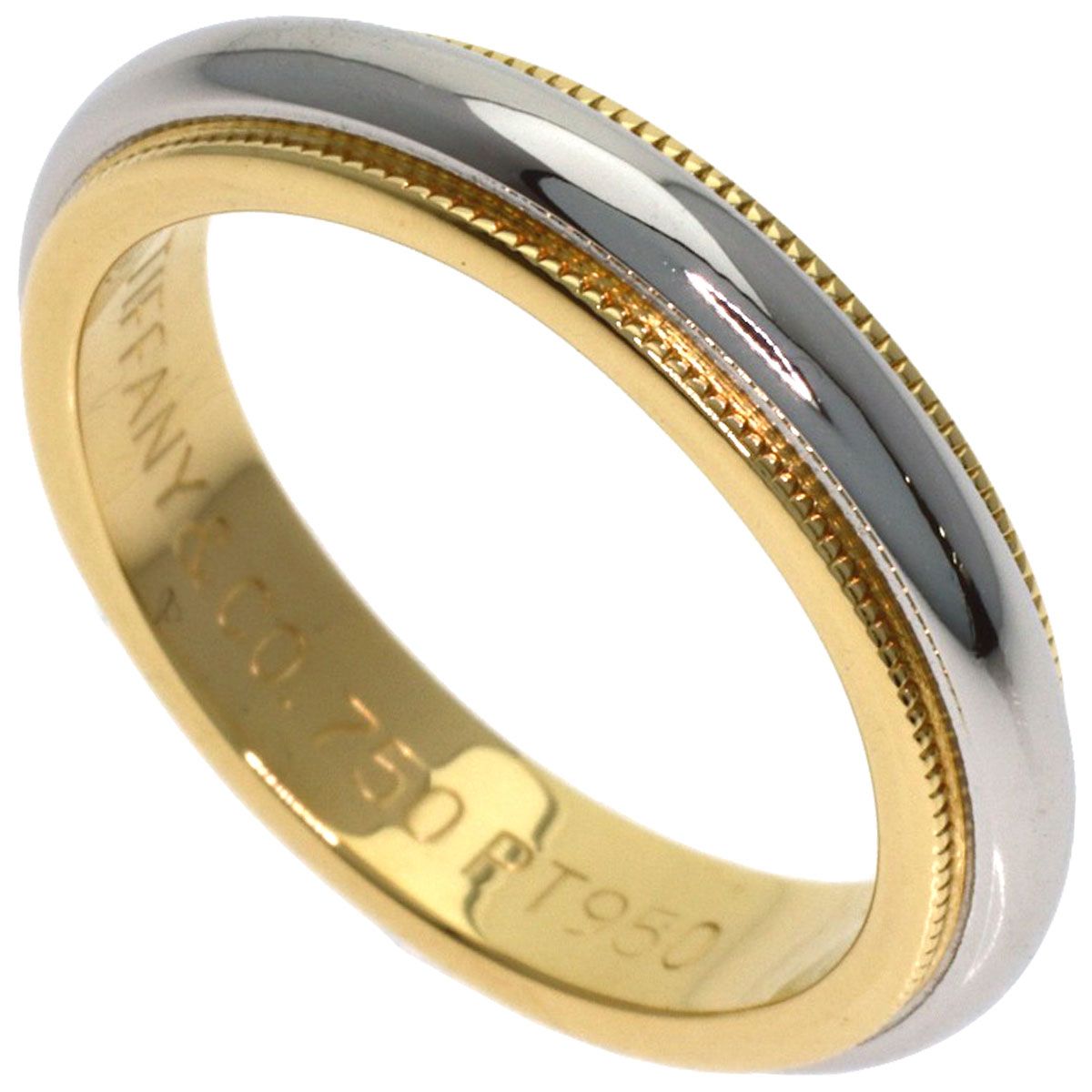 TIFFANY & Co.ティファニー　ミルグレインリングK18YG Pt950 TIFFANY&Co. ティファニー ミルグレイン リング・指輪 K18YG PT950