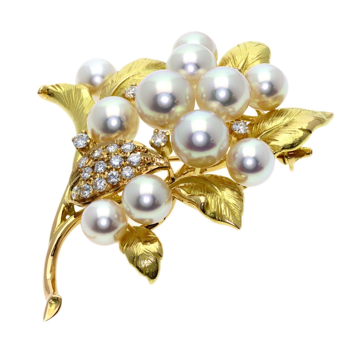 【美品】TASAKI タサキ パール ブローチ コサージュ TASAKI タサキ パール 真珠 ダイヤモンド 帯留め 2WAY ブローチ K18YG